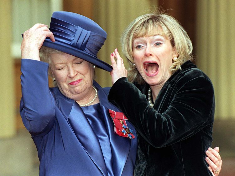 Dame June with her daughter Suzy Aitchison after being made a CBE