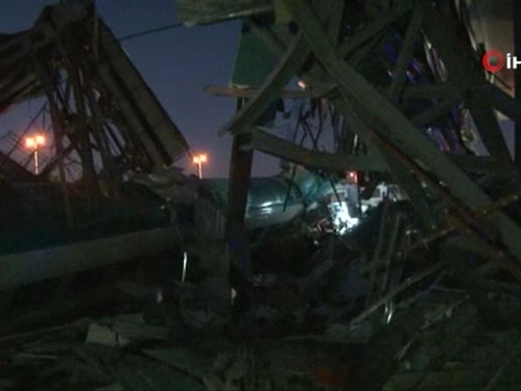 At least two carriages of the high-speed train overturned