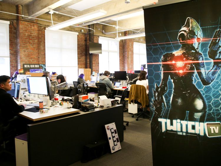 Employees work at the offices of Twitch