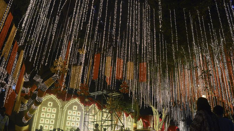 Lights have gone up at the Ambanis billion-dollar home in Mumbai