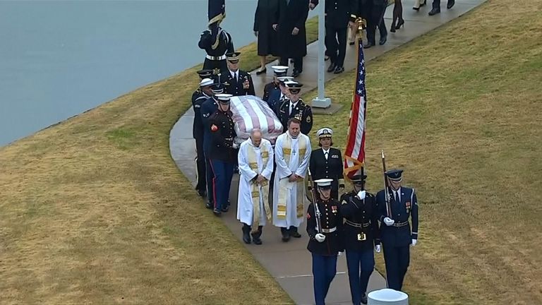 The former president has been laid to rest in the grounds of his library in Texas 