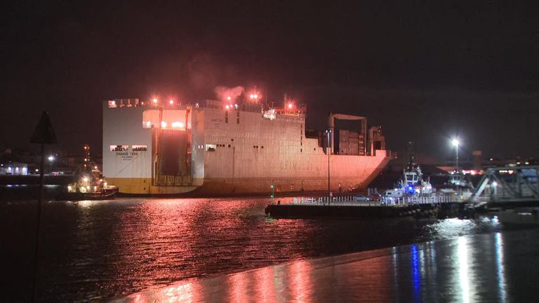 The ship docked in the Port of Tilbury in the early hours of Saturday