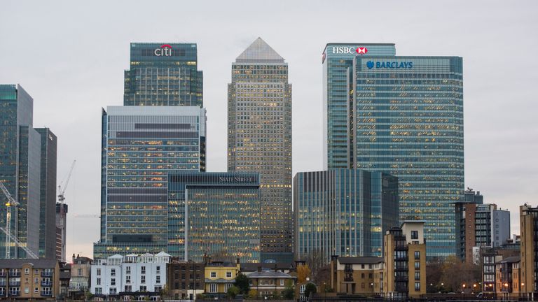 General view of Canary Wharf in London