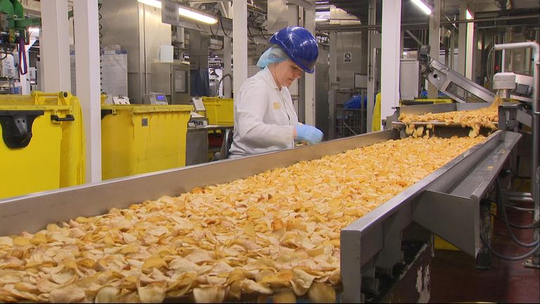The Kettle Foods production line can process 250 tonnes of potatoes in 24 hours