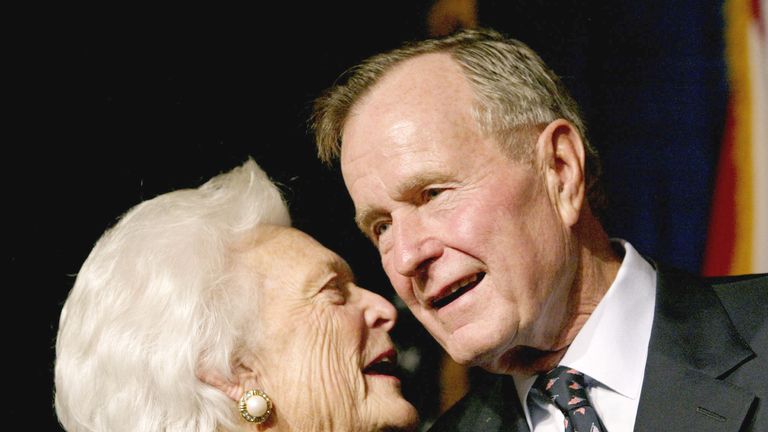George H W Bush with his wife Barbara in 2002
