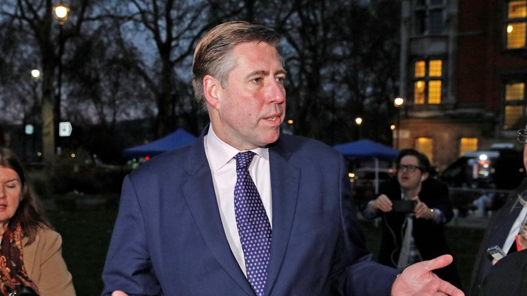 Graham Brady, Chairman of the Conservative Party 1922 Committee, speaks to the media after announcing that the Conservative Party will hold a vote of no confidence in the prime minister