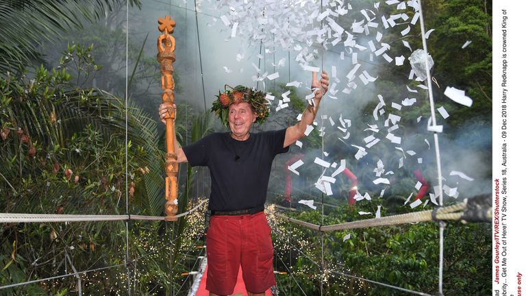 Harry Redknapp celebrates after winning this series of I&#39;m A Celebrity