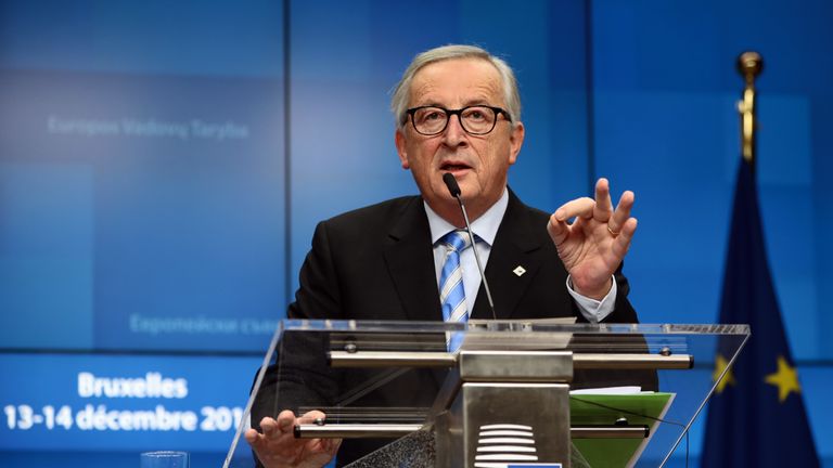 Mr Juncker has called Theresa May a woman of &#39;great courage&#39;