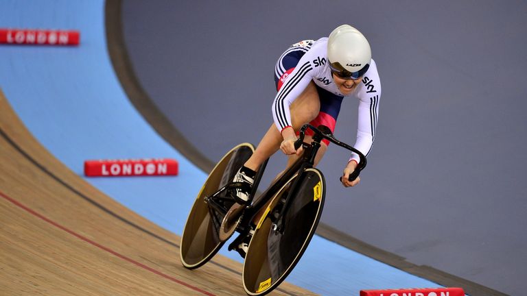 Varnish competing in the UCI Track Cycling World Championships in London in 2016