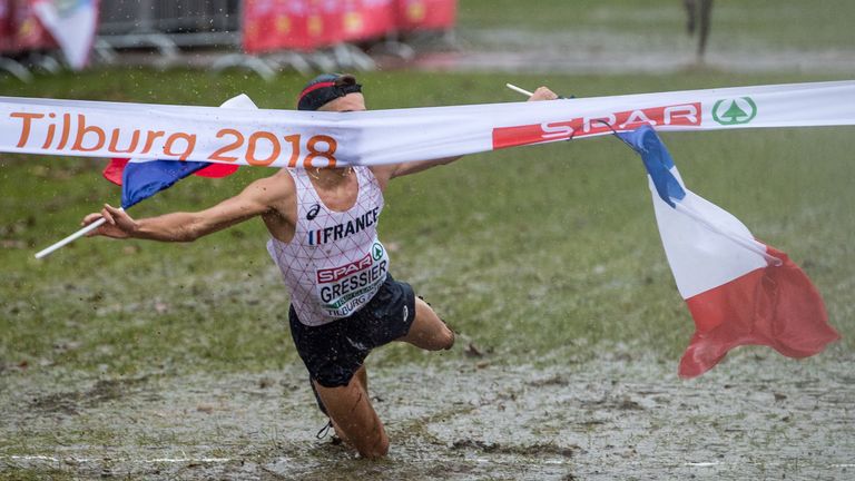 Runner's finish line celebration doesn't go to plan, World News