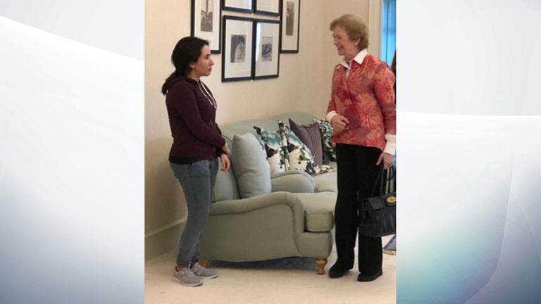 Latifa, left, pictured with Mary Robinson. Pic: UAE Ministry of Foreign Affairs and International Cooperation