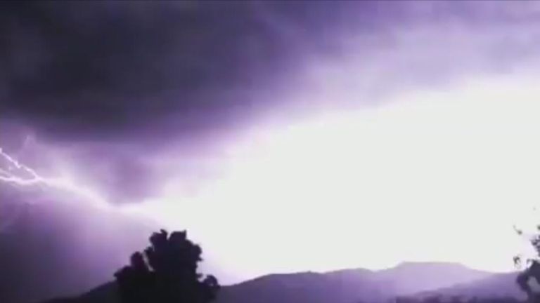 Lightning strikes light up the sky in the southern hemisphere