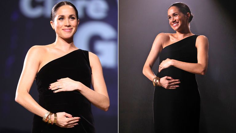 Meghan, Duchess of Sussex on stage during The Fashion Awards 2018 at the Royal Albert Hall