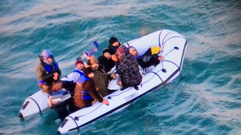 The French Navy posted a photograph of the migrants. Pic: Twitter/Marine Nationale