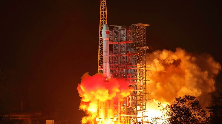 Chang&#39;e-4 lunar probe launches from the the Xichang Satellite Launch Centre