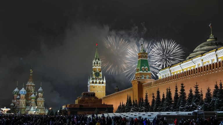Moscow's Red Square is lit up with fireworks