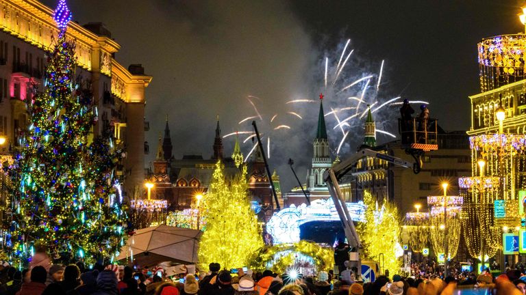 Fireworks over the Kremlin in Moscow