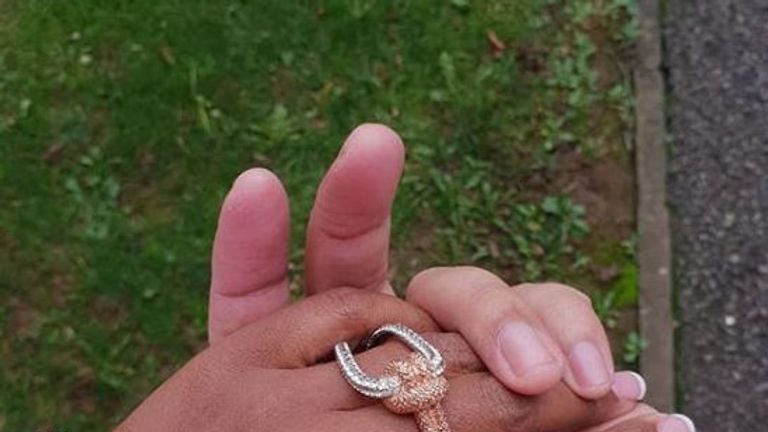 The couple&#39;s wedding ring. Pic: nadiyajhussain