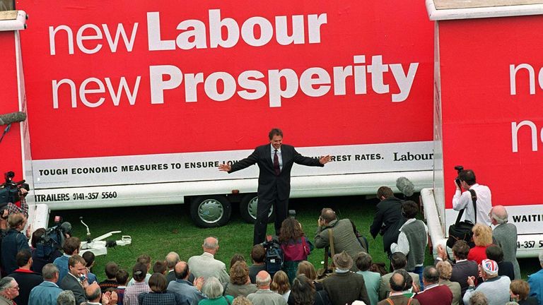 Centre stage of New Labour as Party Leader Tony Blair