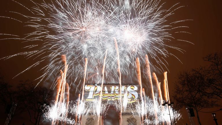 Fireworks are seen at the Arc de Triomphe in Paris, France