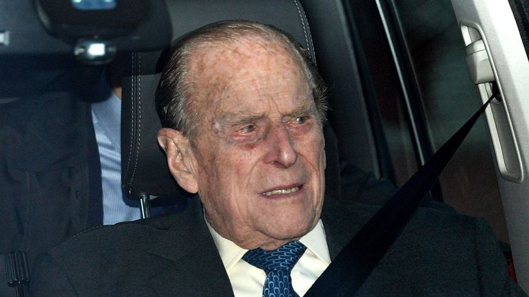 The Duke of Edinburgh leaving the Queen&#39;s Christmas lunch at Buckingham Palace, London. PRESS ASSOCIATION Photo. Picture date: Wednesday December 19, 2018. Photo credit should read: Joe Giddens/PA Wire