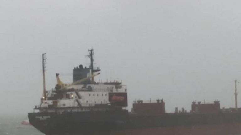 Russian cargo ship sits aground in Falmouth