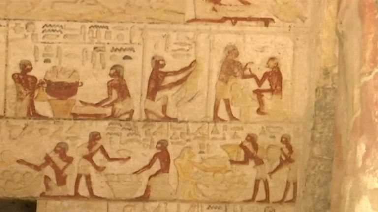 Egypt has unveiled a well-preserved 4,400-year-old tomb found in a buried ridge at the ancient necropolis of Saqqara