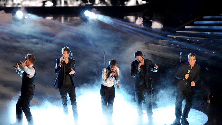 Take That performing in Italy in 2011
