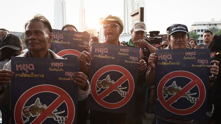 Protesters took to the streets of Bangkok earlier this year to demand elections