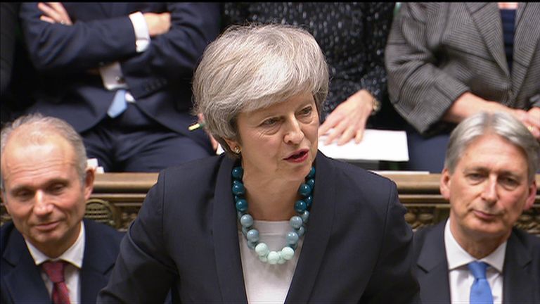 Theresa May blamed division over the backstop on delaying the Brexit vote by MPs