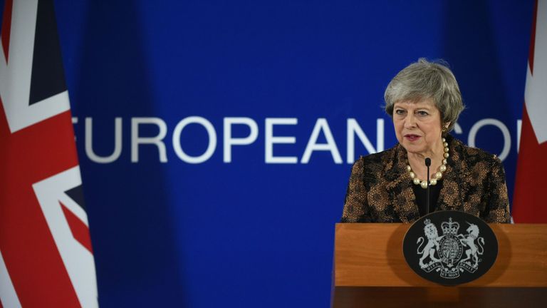  Theresa May speaks during a press conference on December 14, 2018 in Brussels