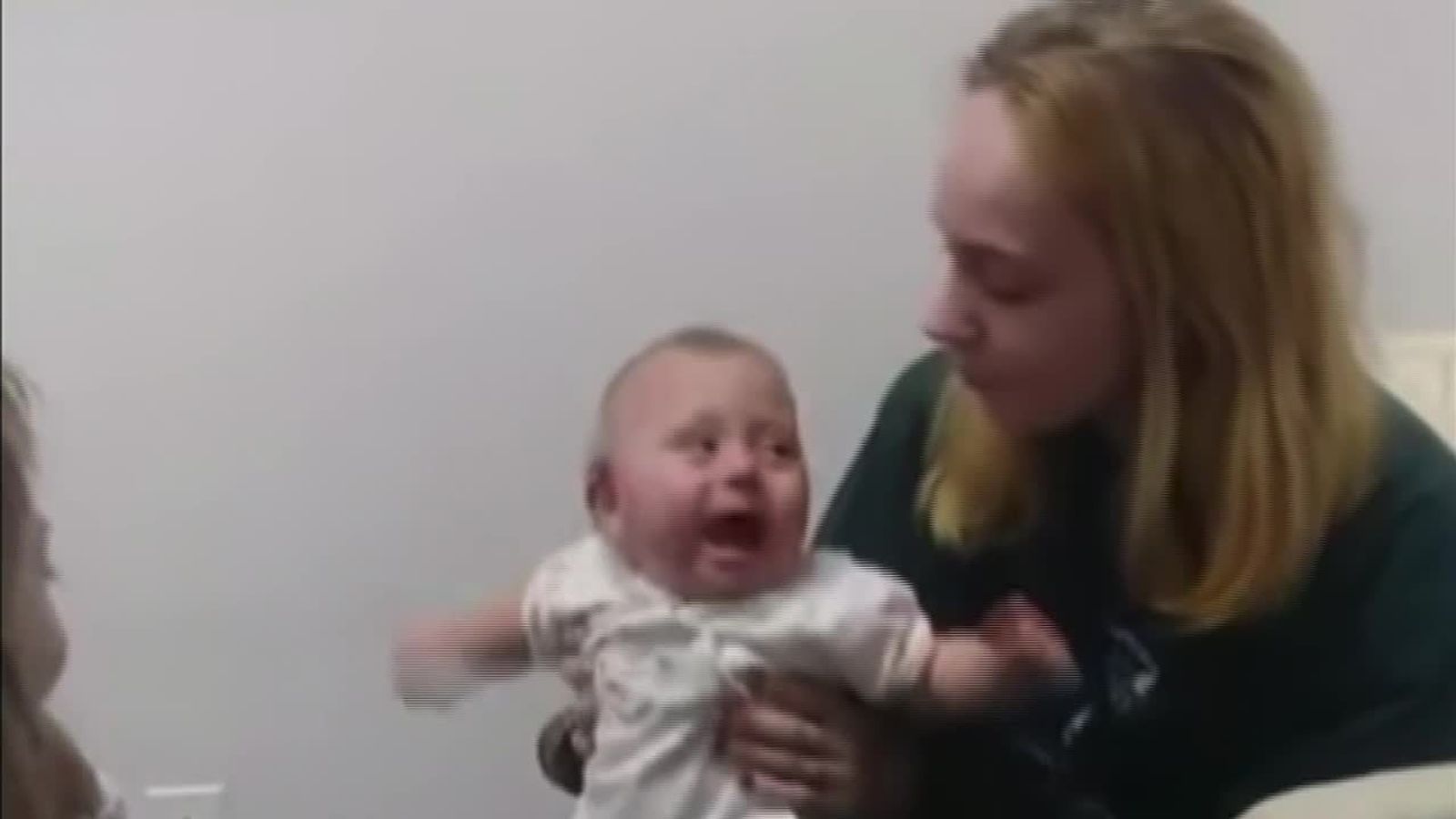 Laughing baby hears mum for the first time | US News | Sky News
