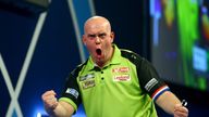 Michael van Gerwen of the Netherlands celebrates victory in the Final match against Michael Smith of England during Day 17 of the 2019 William Hill World Darts Championship at Alexandra Palace on January 01, 2019 in London, United Kingdom.