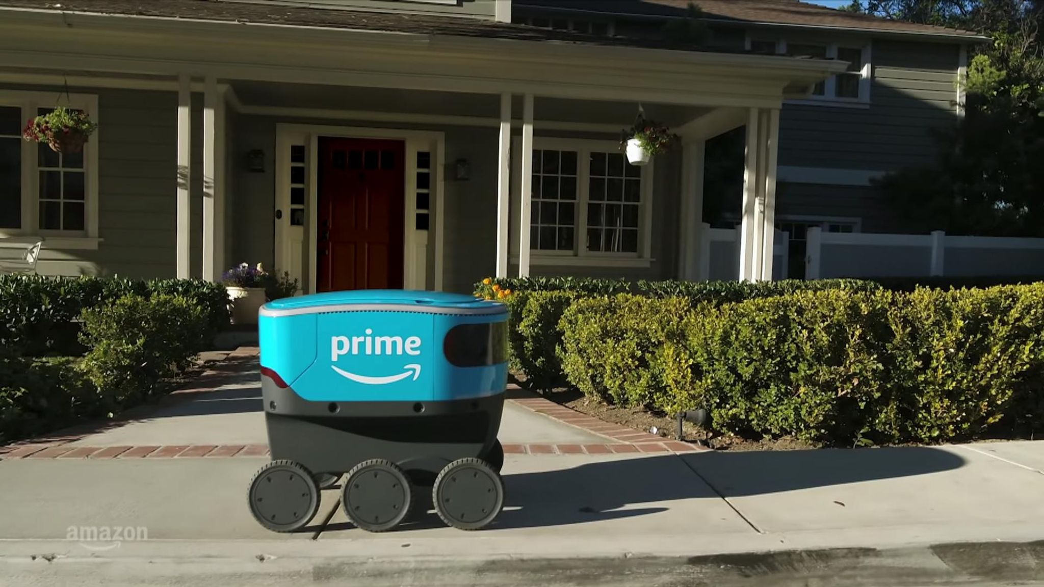 Delivery arrived. Робот доставщик Amazon. Робот курьер Амазон. Amazon Scout робот. Робот почтальон.