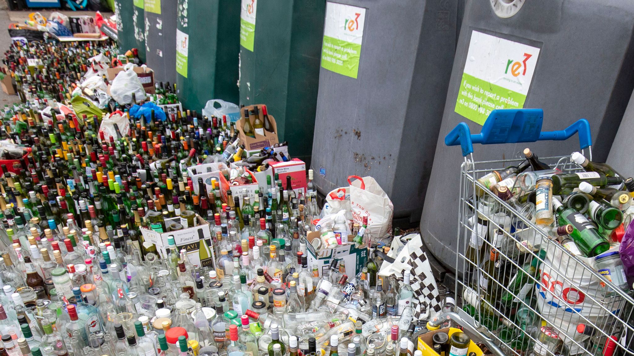 Bottle banks struggle to cope with festive waste UK News Sky News