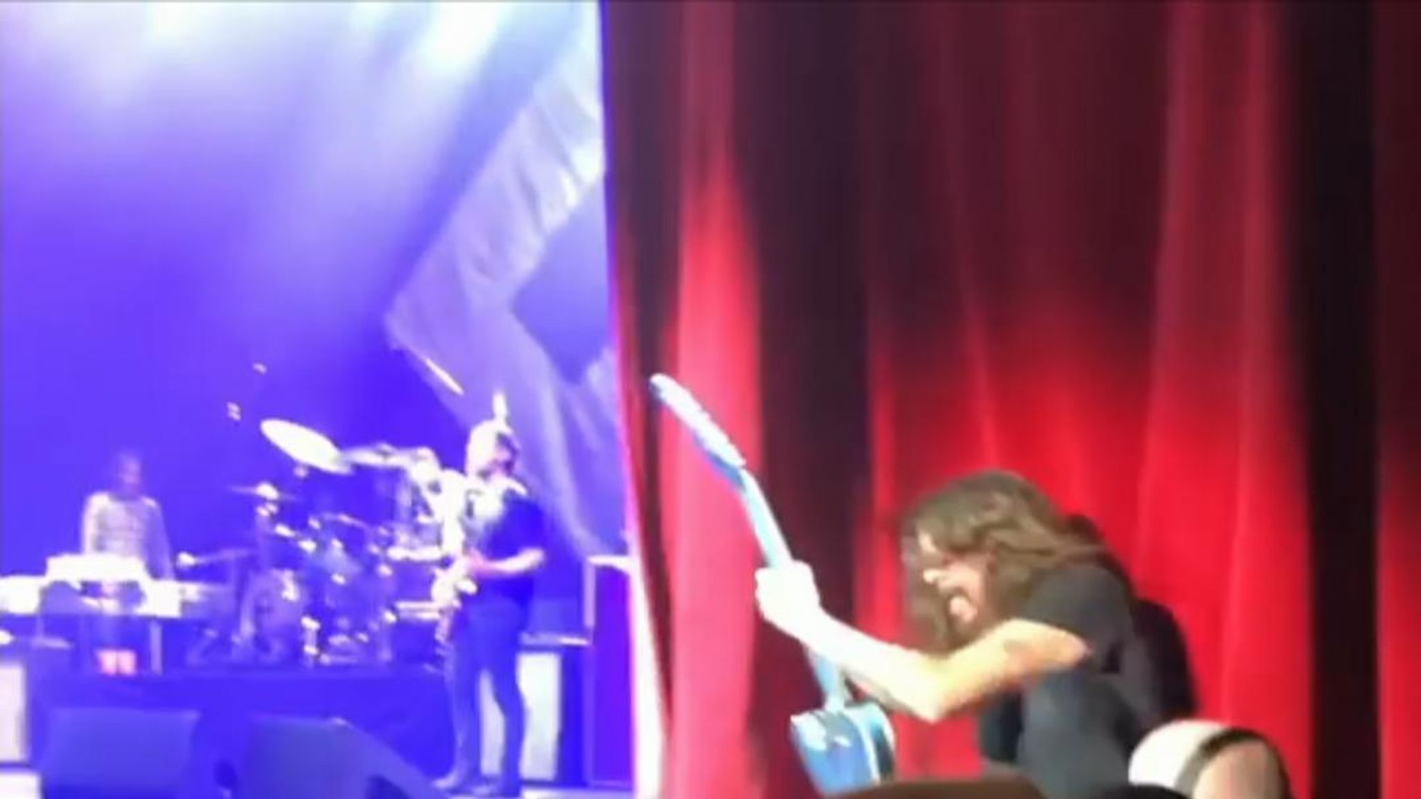 Foo Fighters frontman Dave Grohl falls off stage at Vegas show after