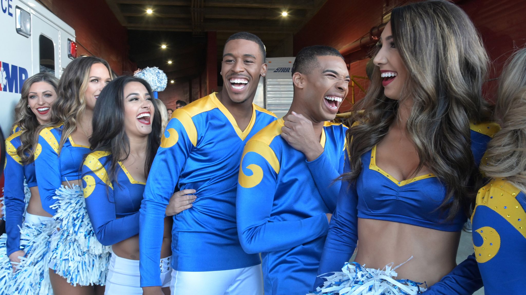 Photos: NFL's first male cheerleaders perform at Super Bowl 53