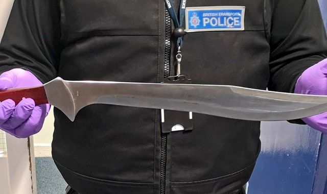 Man arrested for carrying 15in machete on Greater Anglia train in Essex Man arrested for carrying 15in machete on Greater Anglia train in Essex