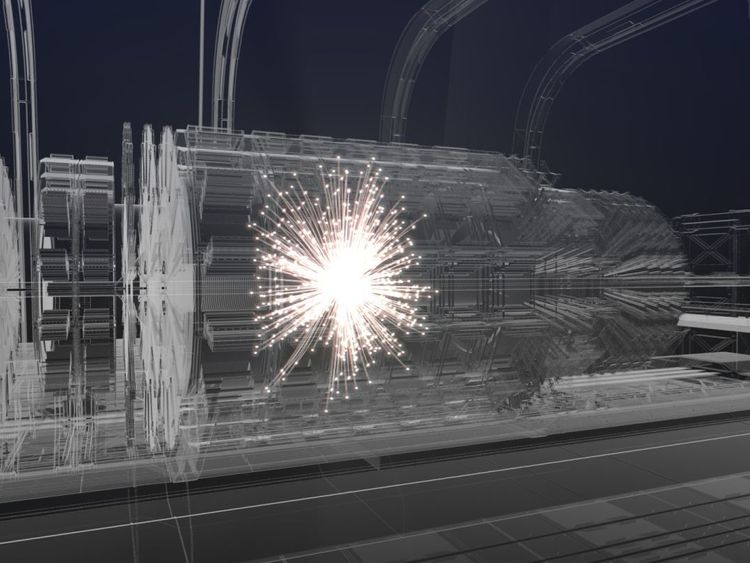 How a 'collision event' might look inside the Future Circular Collider. Pic CERN