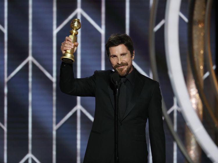 Christian Bale, star of Vice, at the Golden Globes