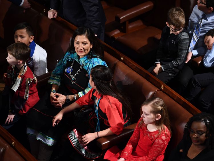Rep. Deb Haaland (D-NM) before the swearing in ceremony