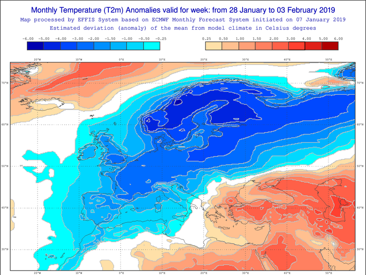 European charts show an increased chance of colder than average temperatures