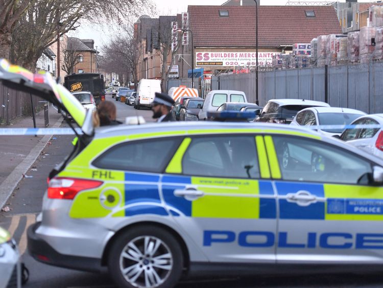 The scene in Leyton, Waltham Forest in north-east London where a 14-year-old boy died after he was found with stab injuries