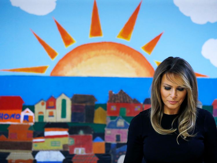 June 2018: First Lady Melania Trump at one of the Southwest Key facilities in Phoenix