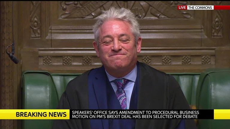 John Bercow&#39;s decision to allow an amendment that would force the government to reveal its Brexit &#39;Plan B&#39; within several days.
