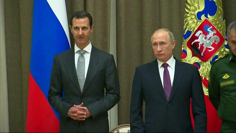 Foreign secretary says Russian support for Syrian regime means change unlikely.