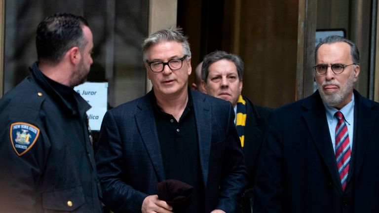 Alec Baldwin outside court in New York - he pleaded guilty to harassment over a parking row