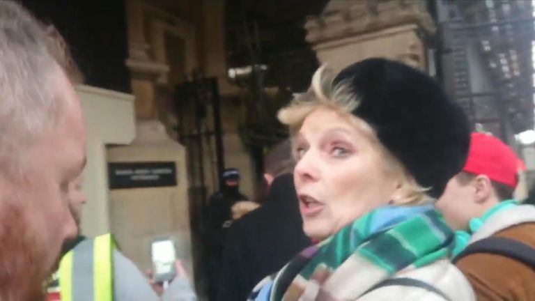 Anna Soubry is confronted by protesters outside parliament