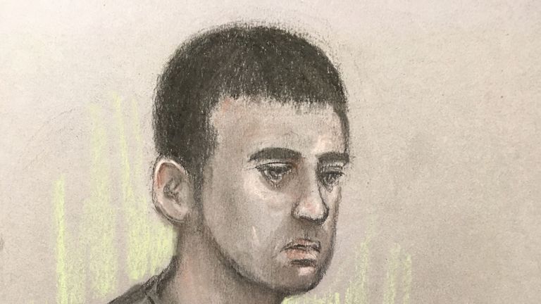 Artist's impression of murder accused, Ayoub Madjouline