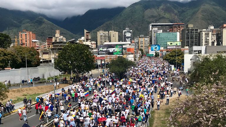Mile after mile of protesters in the streets in Caracas